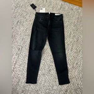 rag & bone 10” capri jeans with slit in steele wash